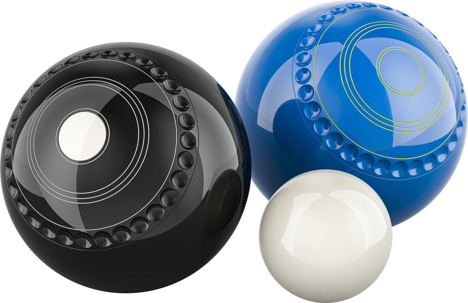 Lawn bowls and jack, 3D rendering isolated on transparent background